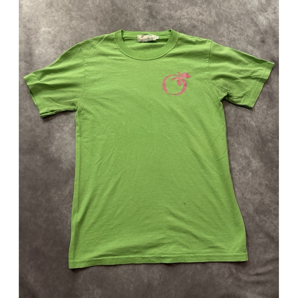 Peach State Pride T Shirt Small S Lime Green Pink Peachwear Graphic Tee Short Sl